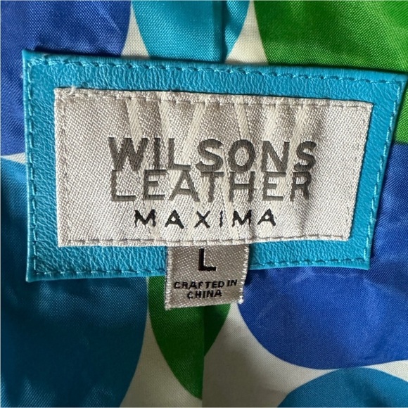 Wilsons Leather Maxima turquoise Blue Leather Jacket Size Large - Picture 8 of 11